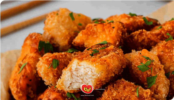 مرغ سوخاری با پفک