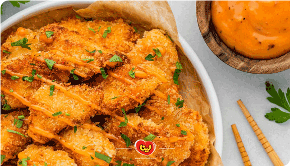 مرغ سوخاری با پفک