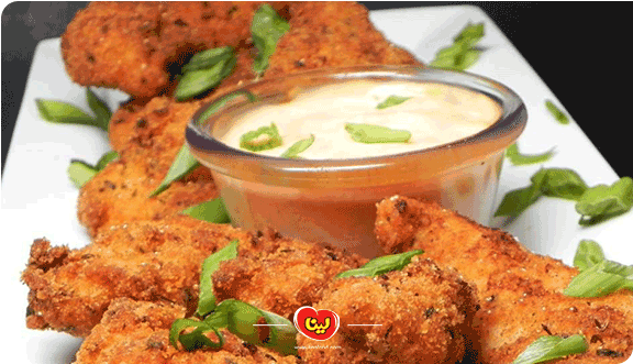 مرغ سوخاری با پفک