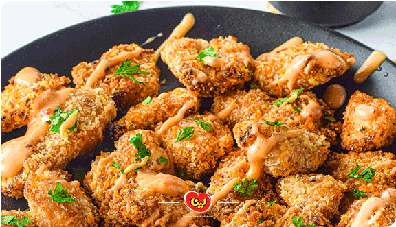 مرغ سوخاری با پفک