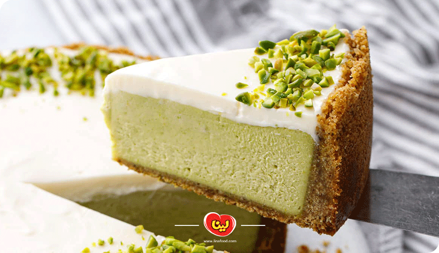 چیزکیک پسته با بیسکوئیت