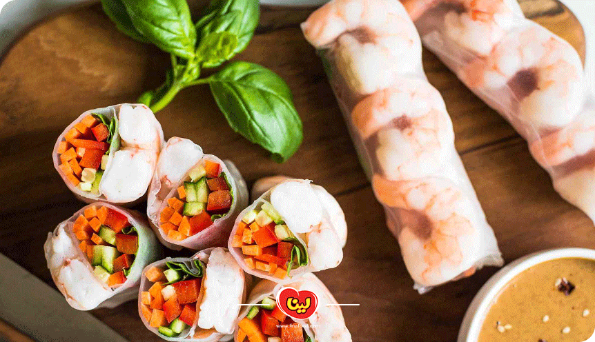 طرز تهیه اسپرینگ رول میگو با سبزیجات