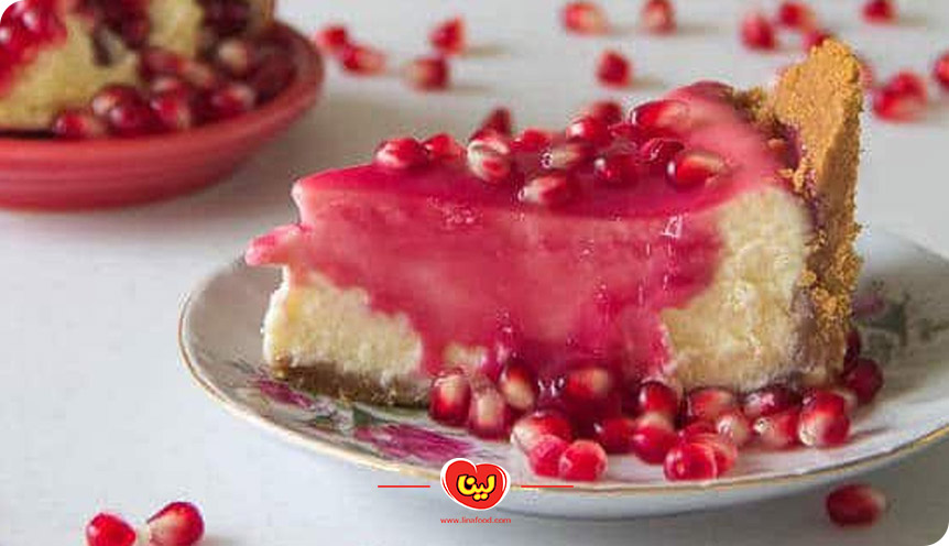 طرز تهیه چیزکیک انار با بیسکویت